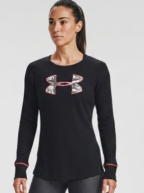 Under Armour Women's Black Logo Long-Sleeve Top Size L